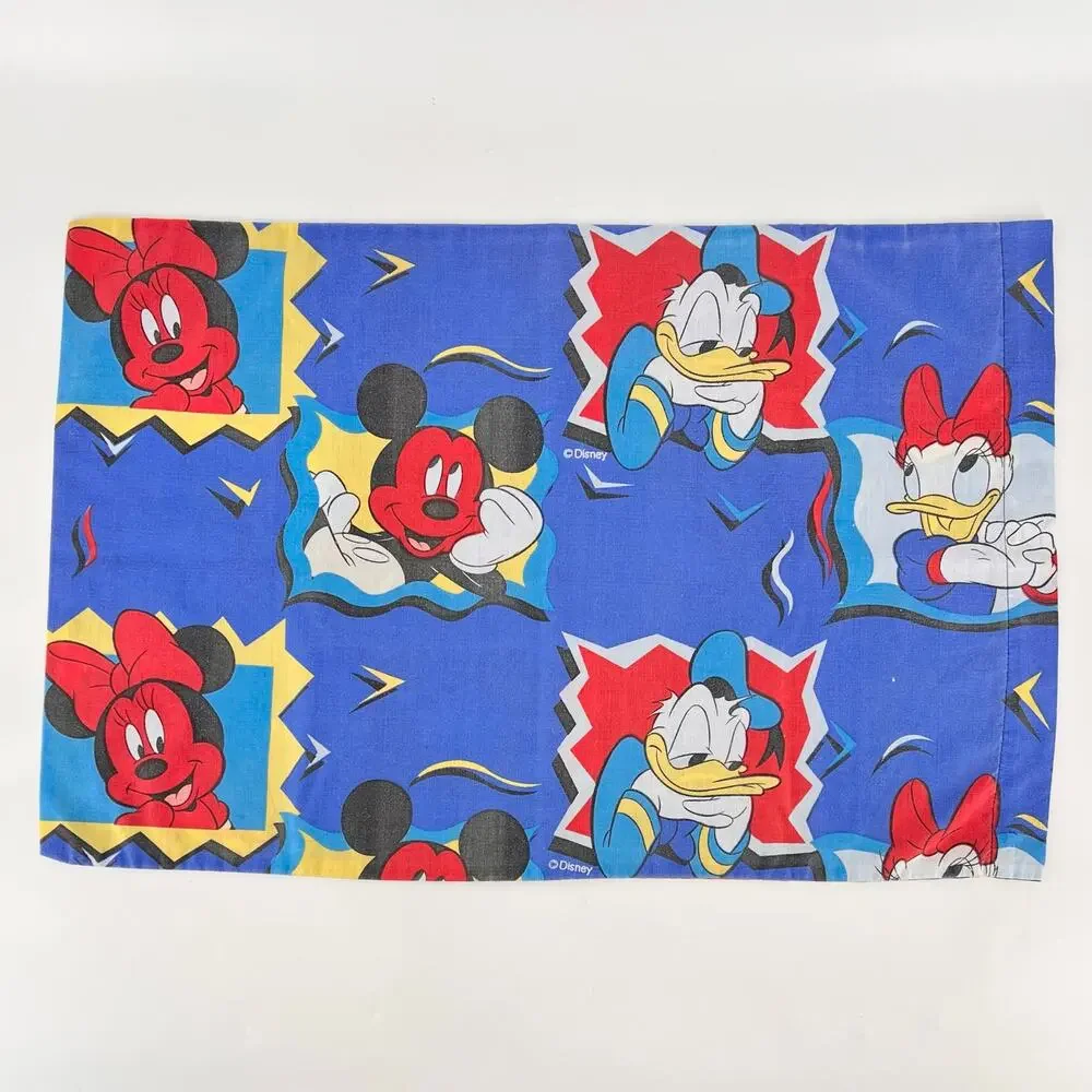 80s Disney Twin Sheet Set 1989s Vintage Mickey Minnie Mouse Donald Daisy Duck